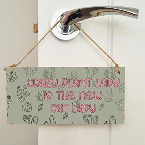 Handmade Wooden Hanging Wall Plaque Crazy Plant Lady is the New Cat Lady Funny House Plant Decorative Sign Mum Sister Gift - Image 4