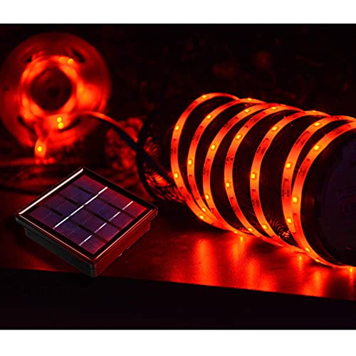 Windpnn Solar Waterproof Strip Lights Red, 8 Modes Self-Adhesive Cuttable Outdoor Led Strip Lights 19.8Ft 180Led Solar Powered String Ligts for Patio Garden Backyard Porch Christmas Decor