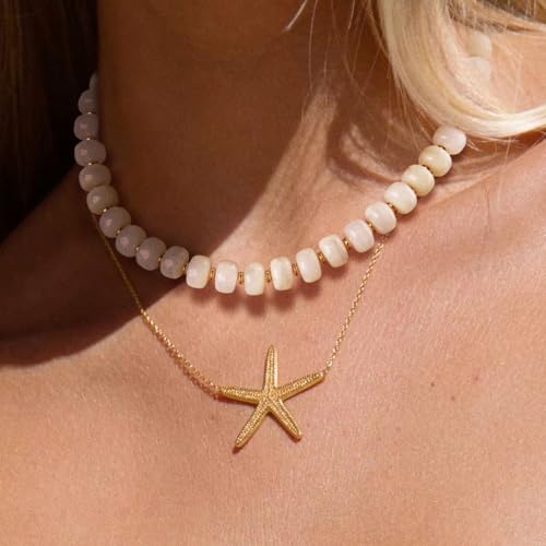 image for HolidayQbee Beaded necklace for Women Boho Bead Chunky Necklace Big Wh