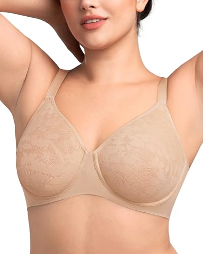 HSIA Minimizer Seamless Lace Bra for Women Full Coverage Bra Plus Size Unlined Underwire Bra