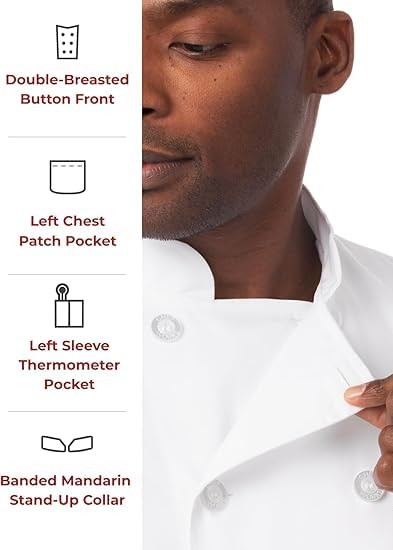 Image of uniformer Half Sleeves Chef Coat for Men | Double-Breasted Chef Coat With Reversible Closure | Comfortable & Stylish | Easy Care & Breathable | Ideal for Chefs, Cooks, and Kitchen Staff