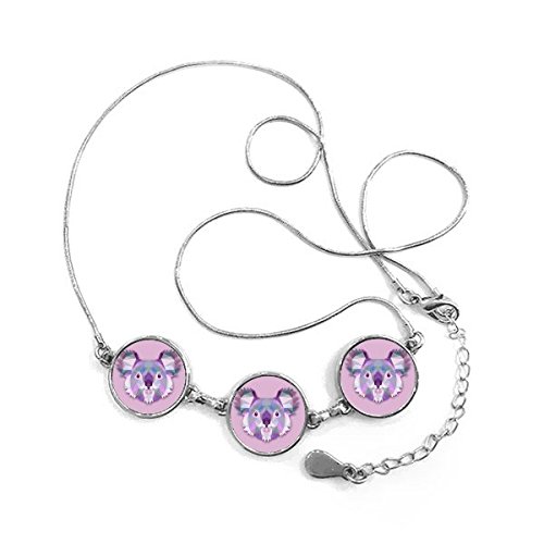 Collier koala australien avec pendentif rond dessin animé et chaîne en métal pour enfant
