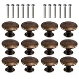 12 Stück Antik-Bronze-Schrankknäufe, 30 mm, rund, Zinklegierung, Schubladengriffe für Schlafzimmer, Schrank, Kleiderschrank, Möbel, Upcycling-Schrauben im Lieferumfang enthalten