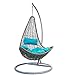 YQZ PE Rattan Hängesessel Outdoor Schaukelstuhl mit Metallstruktur und türkisfarbenem Kissen hängenden Schaukelstuhl für drinnen und draußen, mit Kissen Modell