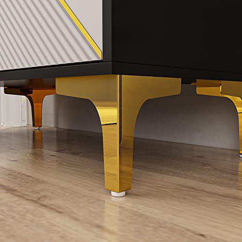 Ecacad Modern Sideboard Buffet Storage Cabinet With 2 Decorative Doors & Shelves, Kitchen Cupboard Console Cabinet With Metal Legs For Living Room, Entryway, Black & Gray (31.5”L X 15.7”W X 30.7”H) #TOP6