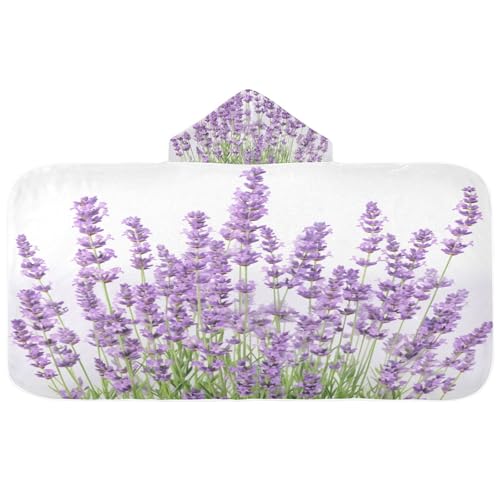 Nesatuwa Hooded Towel for Kids,Lavender Flowers Kids Beach Bath Towels Soft Absorbent Quick Dry Poncho Towel for Girls Boys