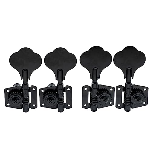 Image of Musiclily Basic 2R2L 24:1 Ratio Open Gear Machine Heads Tuners Tuning Pegs Keys with Clover Button for Ibanez Style Electric Bass, Black