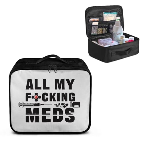 Image of Gomyblomy Custom First Aid Kit for Home Cars All May Fucking Meds Print Customized First Aid Kit Bag Empty Medical Supplies Pouch Personalized Medicine Bag Add Your Image Color