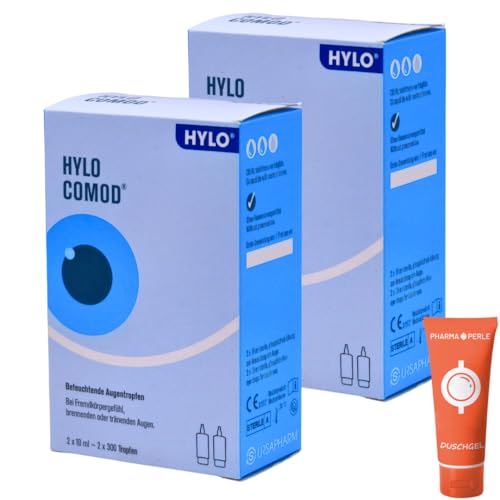 Hylo-Comod 2x 2x 10 ml I Befeuchtende Augentropfen I Bei Fremdkörpergefühl, brennenden oder tränenden Augen I Juckreiz I Hyaluronsäure I konservierungsmittelfrei I Spar-Set plus Pharma Perle give-away Hylo-Comod 2x 2x 10 ml I Befeuchtende Augentropfen I Bei Fremdkörpergefühl, brennenden oder tränenden Augen I Juckreiz I Hyaluronsäure I konservierungsmittelfrei I Spar-Set plus Pharma Perle give-away