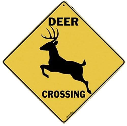 Señal de cruce de silueta de ciervo de 12 x 12 pulgadas en los lados de aluminio