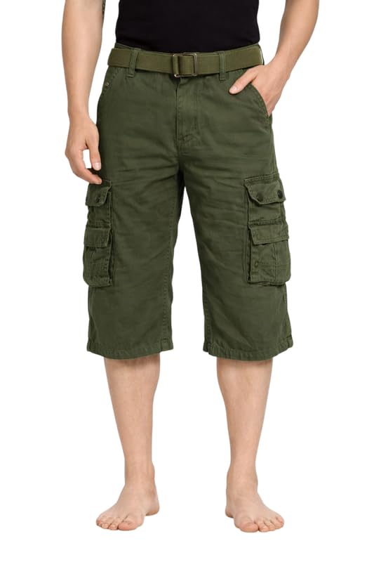 Image of Krystle Men's Cotton Cargo Capri Shorts Below Knee | Multi-Pocket Casual Summer Wear (Multicolor,Multisize) (Comfortable)
