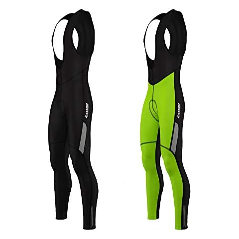 Zimco Men Cycling Bib Tight Windproof Thermal Bicycle Bib Pant Padded (2XL, Neon Green) Cover