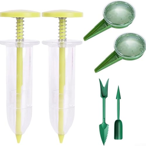 Aprilsunnyzone Mini kit de herramientas de siembra con dispensador de 5 velocidades, trasplantador ergonómico de mano para siembra precisa (verde)