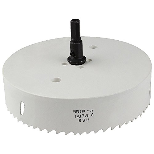Acrux7 6 Inch (152Mm) Corn Hole Drilling Cutter For Cornhole Game, Hole Saw Blade With Hex Shank Drill Bit Adapter,Heavy Duty Steel Design(White) #TOP4