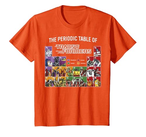 Transformers The Periodic Table of Transformers T-Shirt, Enfant, Orange, 12 Ans