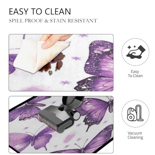 Tapis de cuisine antidérapants violet papillon en mousse 2 pièces - 6