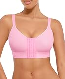 FeelinGirl Post Surgical Bra Wireless Everyday Bra for Mastectomy Front Closure Full Coverage Bra Fuchsia S