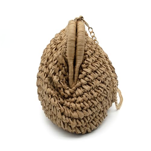 Bolso Clutch de Paja para Mujer Estilo Dumpling Verano miniatura 7
