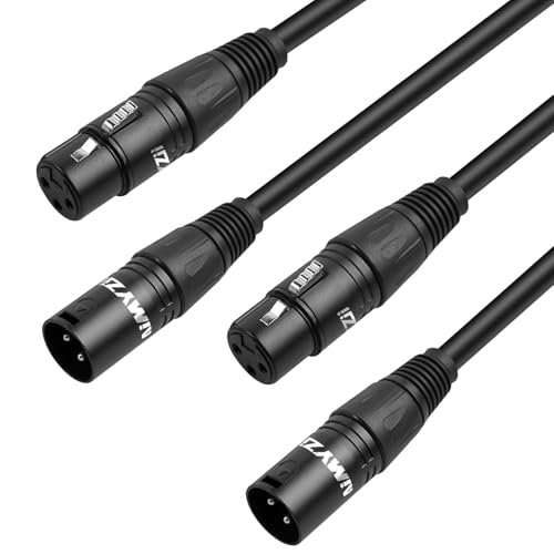 Aimyzii XLR Cable Microphone Cable 10 Feet 2 Pack Premium Balanced Mic Cable Pure Copper Conductors Male to Female 3 Pin XLR Microphone Cable