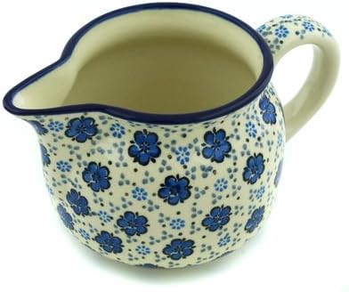 Polmedia Polish Pottery Pitcher - Flowing Blues Pattern Handmade in Boleslawiec Poland by Ceramika Artystyczna + Certificate of Authenticity