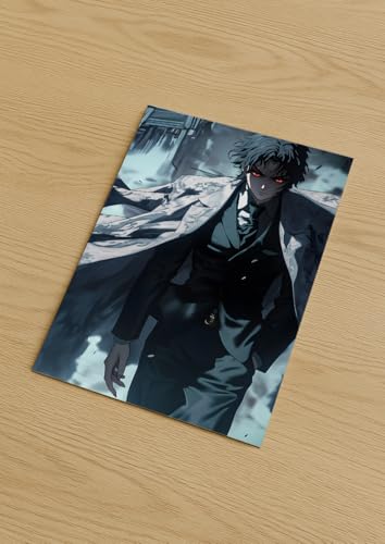 Image of NIJUKA Anime Printed A4 Size Metal sheet Poster For Home And Room Decoration | For Anime Art Fans Boys And Girls (Demon King Muzan Kibutsuji)
