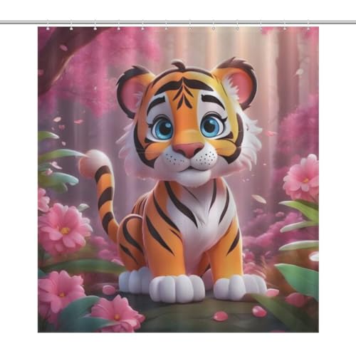 Rideau de douche tigre imperméable et résistant 168x183cm facile à installer - 7