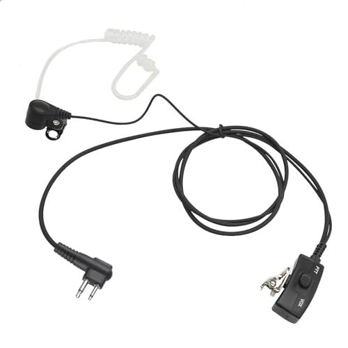 HELETUL Walkie Talkie - Auriculares con microfono Vox acustico con tubo de aire para auriculares FBI de vigilancia Ptt para radi