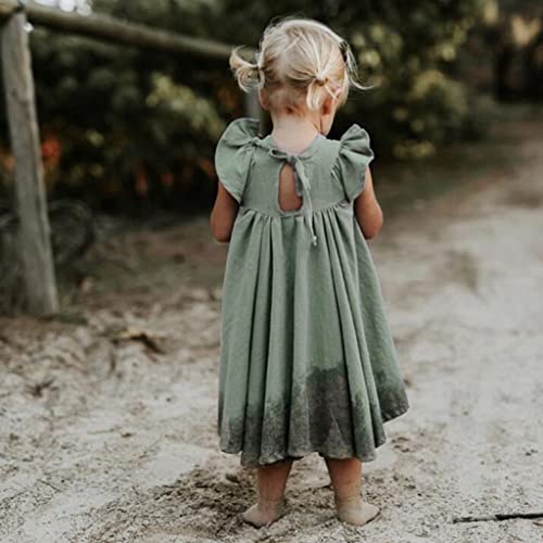 Toddler Baby Girl Dress Summer Cotton Linen Ruffle Halter Sleeveless Kids Casual Beach Party Dresses 2-7 Years3
