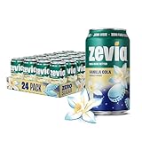 Zevia Zero Sugar Soda, Vanilla Cola, 12 oz Cans (24-Pack) – Naturally Sweetened, Non-GMO Project Verified, Gluten-Free, Vegan