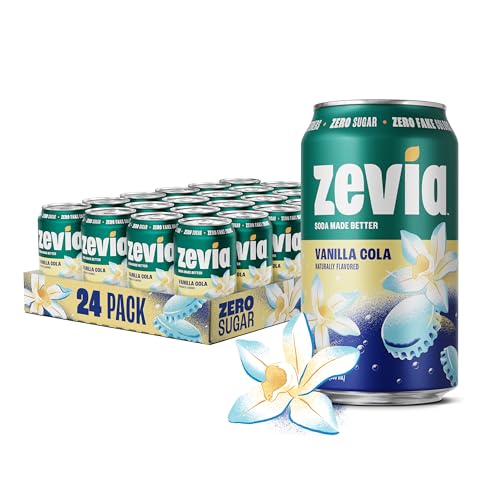 Image of Zevia Zero Sugar Soda, Vanilla Cola, 12 oz Cans (24-Pack) - Naturally Sweetened, Non-GMO Project Verified, Gluten-Free, Vegan