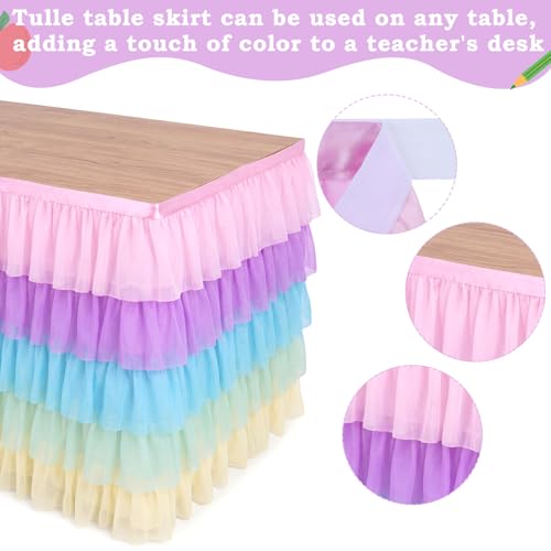 Tioncy 6 Ft X 30 in Pastel Ruffled Teacher Desk Skirt by Tioncy - Used condition - Image 3