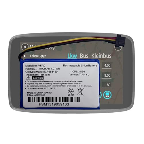 MUKUZI Batería compatible con Tomtom Go 6200, Go 6100, Go 6000, Go 5000, Go 600, Go 500 Navigation Device (reemplazo para AHA1111008 VFAD VF6P)