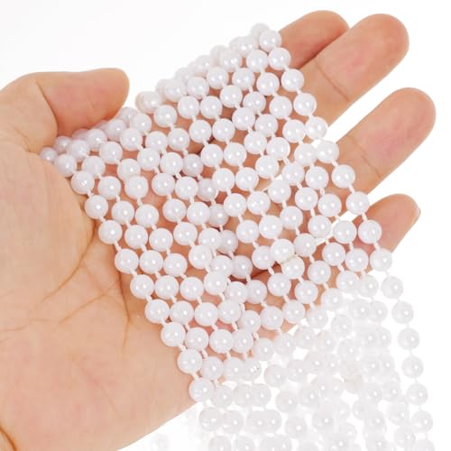 30 Pieces Fake White Beaded Pearl Necklace Long Faux Bead Necklace Bulk for Women Party Wedding 1920s Costumes Decorations3