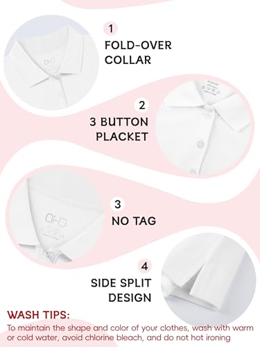 Image of OHD 3 Pack Girls Polo Shirt Cotton School Uniform Polo for Girls 3T-14 | Soft Cotton School Uniform for Girls, Tagless Polo for Daily and School Wear