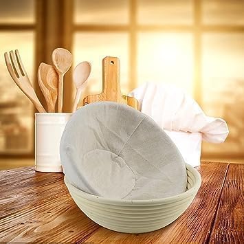 9 Inch Proofing Bread Basket Cloth, Reusable Breathable Liner Cotton Flax Banneton Proofing Bread Cloth, Bread Supplies with Liners Round Baking supplies Bread Proofing Baskets