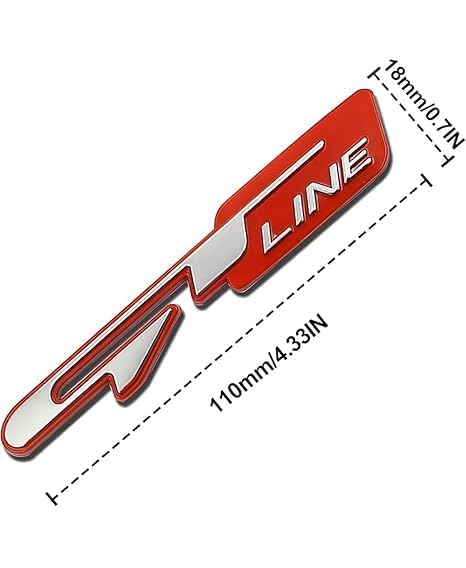 Image of Emblems for Car & Bike Metal Lo.go and Grill Me.tal Lo.go, Auto Accessories for Car Emblem 3D Badge Auto Racing Sport Sticker Grand Tourer Decal. (Chrome RED GT LINE Sticker)