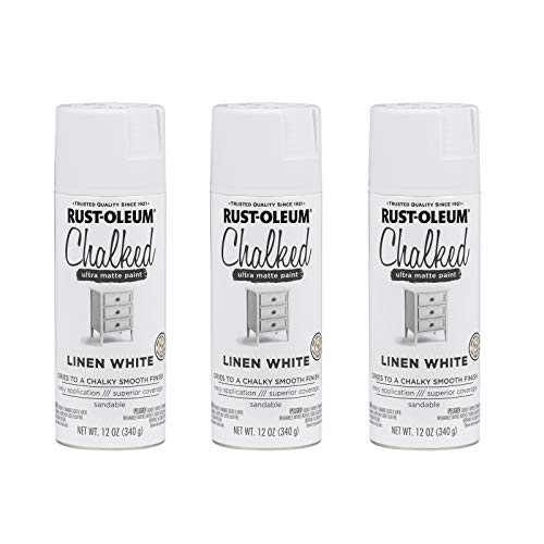 Image of Rust-Oleum 302591-3PK Chalked Ultra Matte Spray Paint, 12 oz, Linen White, 3 Pack