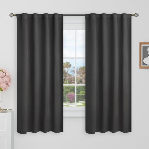 BGment Blackout Curtains 63 Inch Length for Kids Room, 2 Panels, Dark Grey