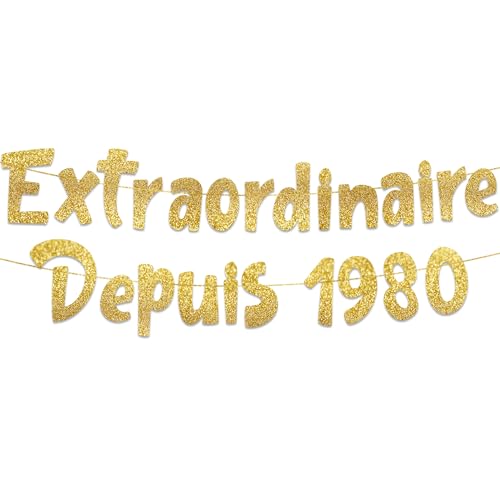 46 Ans Guirlande Anniversaire 'Extraordinaire Depuis 1980' Or Paillettes – Décoration Anniversaire Drôle, Cadeau & Accessoires Fête