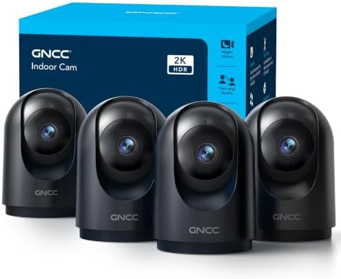 GNCC 2K Kamera Überwachung Innen - 360° Überwachungskamera Innen(4er-Pack) | 2.4G/5GHz WLAN, Infrarot-Nachtsicht, SD/Cloud, 360° PTZ, Zwei-Wege-Audio, Bewegungserkennung, Alarm, Al