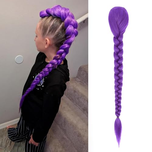 HTTDSLF Trenzado Cabello Pre-estirado, 26" Extensiones de Pelo Púrpura, Jumbo Extensiones Pelo Para Trenzas Africanas, Trenzas de Clip, Pelo Sintético Morado para Trenzar para Fiestas de Halloween