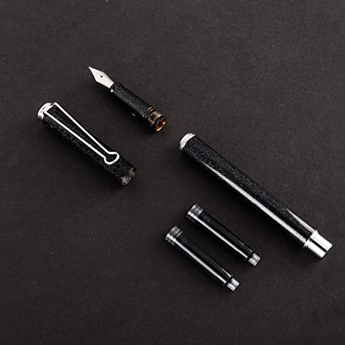 Aihao Refillable Fountain Pen, Fine Point, Metal Fountain Pen With Gift Box, Black Ink, 2 Ink Cartridges In One Set, Pearl Black Metal Pen.fountain Pens For Writing #TOP5