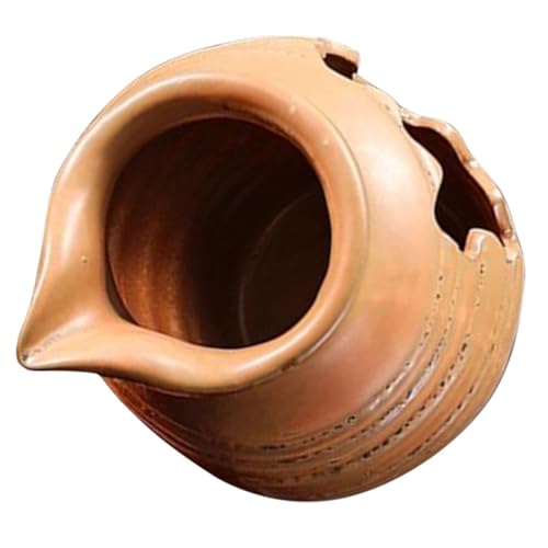 BESPORTBLE Keramik Zimmerbrunnen Gartendekor Kreisender Wasserfallbrunnen Keramik Vase Für Balkon Garten Wohnzimmer Wasserbrunnen Ohne Pumpe Kleine Braune Wassersäule Für Ruhige Atmosphäre