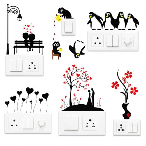 DreamKraft Vinyl Wall Fridge Switch Board Floor Sticker, Multicolour Animal Self-Adhesive, 13.77 x 13.77 x 0.39 Inches