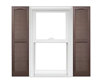Polaris Homeside Open Louver Vinyl Shutters (1 Pair) 14-1/2in. x 35in. - 022 Chocolate