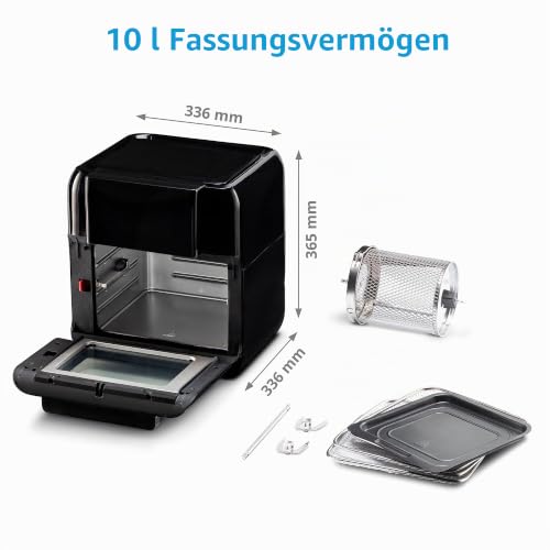 Foto von MEDION Multifunktions-Heißluftfritteuse (10L XXL-Kapazität, 360°-Wärmesystem, Frittieren, Backen, Grillen und Rösten ganz ohne Öl, 10 Automatikprogramme, MD 10072) schwarz