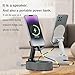 Cell Phone Stand, 2025 Upgraded Wireless Induction Audio Bluetooth Speaker Phone Holder with Colorful Ambient Light, Emergency Rechargeable, 360° Foldable (Black)