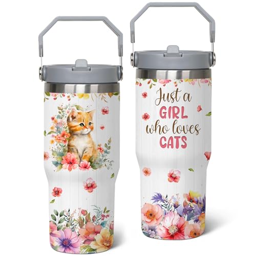Caiibaoob Cat Tumbler for Girls,Vacuum Insulated Stainless Steel Travel Mug 30 oz (Cat)
