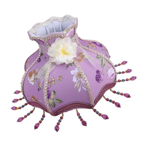 Pantalla Decorativa Floral Lila para Lámpara de Escritorio y Mesa de Noche