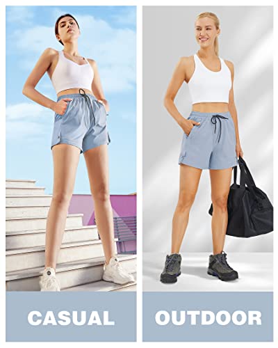 Afitne Women's Hiking Shorts Quick Dry Lightweight Golf Active Water Shorts With Pockets For Work Outdoor Camping Fishing Light Blue M #TOP4